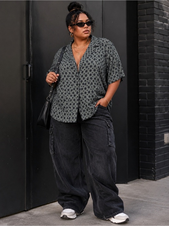 Rena Rowan Tops - Green Polka Dot Button-Up Shirt
